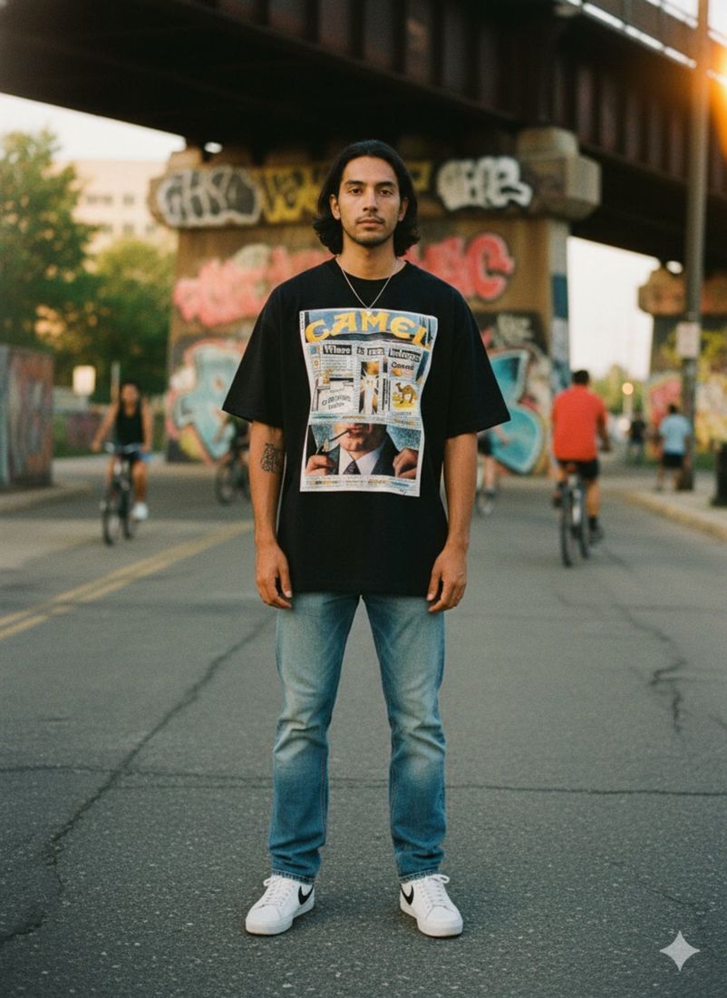 Breath of Solitude Front Heavyweight Loose Fit T-Shirt — PAC lifestyle shoot