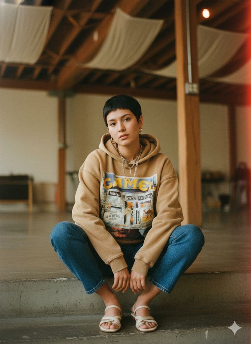 Camel Acid Wash Oversize Hoodie - 420 GSM — PAC lifestyle shoot