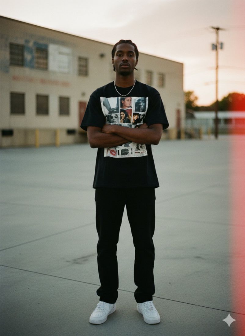 Captivated in Ink Front Heavyweight Loose Fit T-Shirt — PAC lifestyle shoot