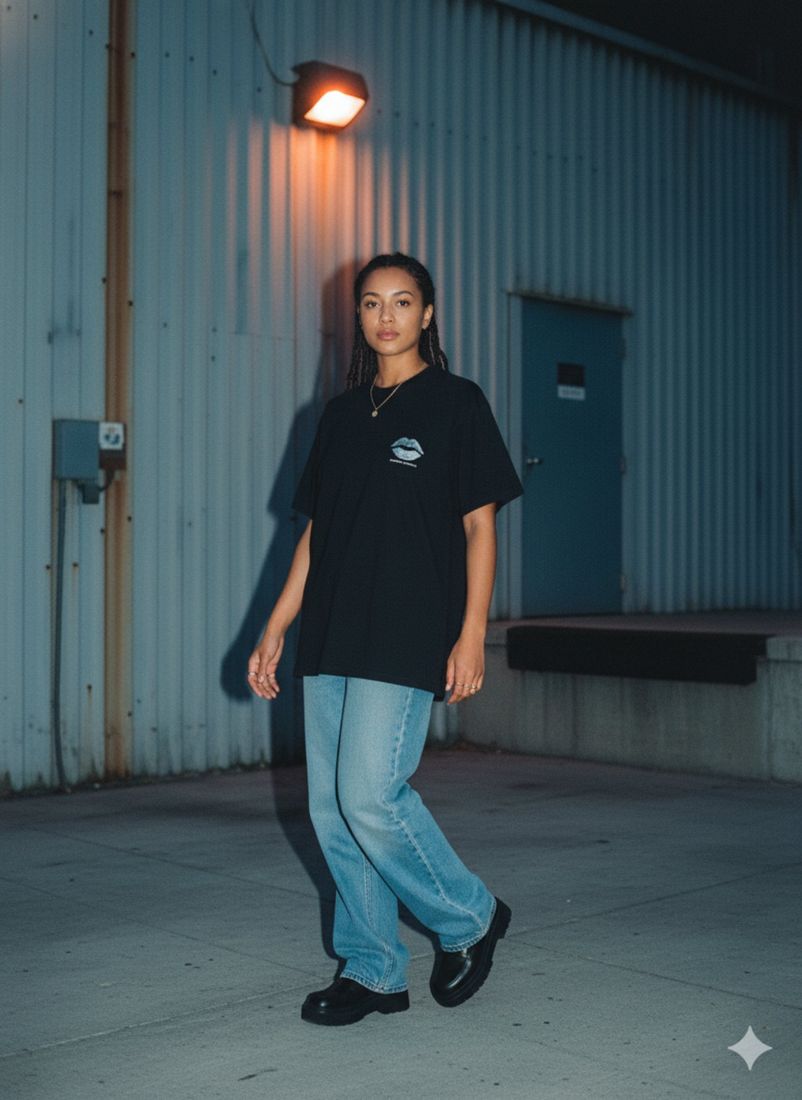 Fragmented Desire Back w/Lips Front Heavyweight Loose Fit — PAC lifestyle shoot