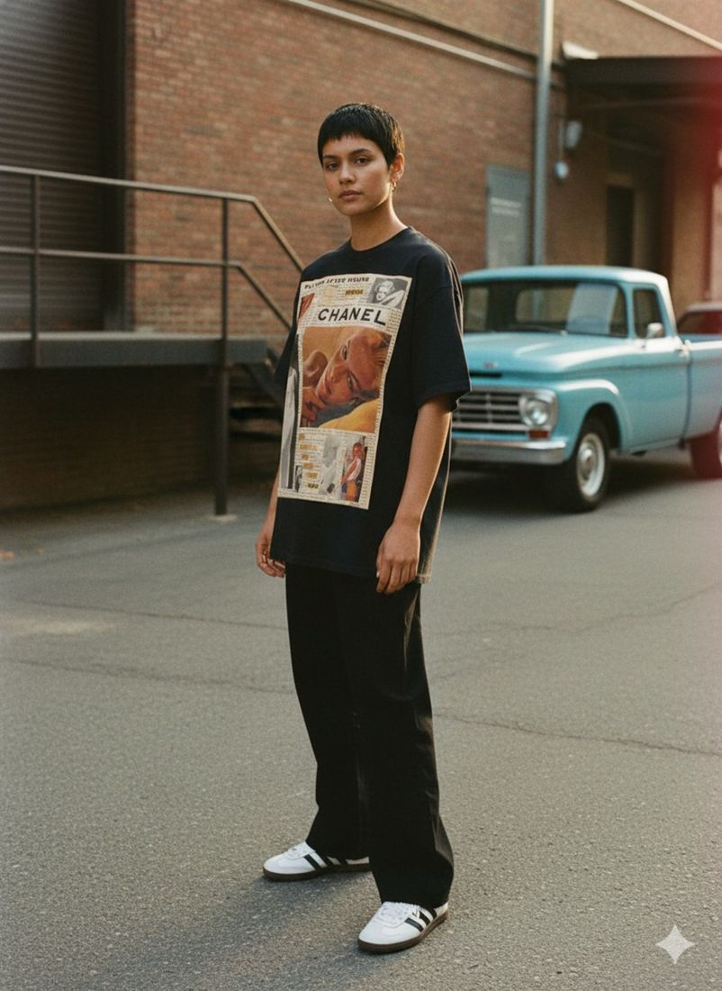 Golden Essence Front Heavyweight Loose Fit T-Shirt — PAC lifestyle shoot