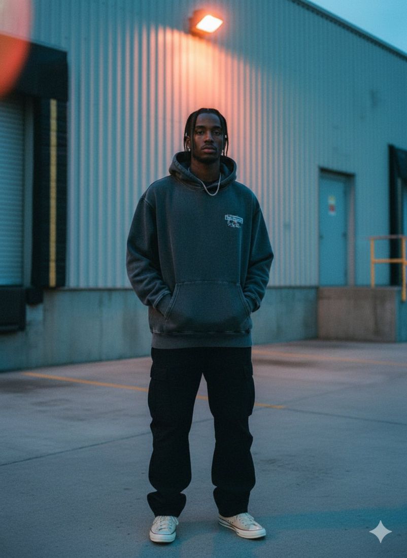 In This Moment Snow Wash Fleece Oversize Hoodie — PAC lifestyle shoot