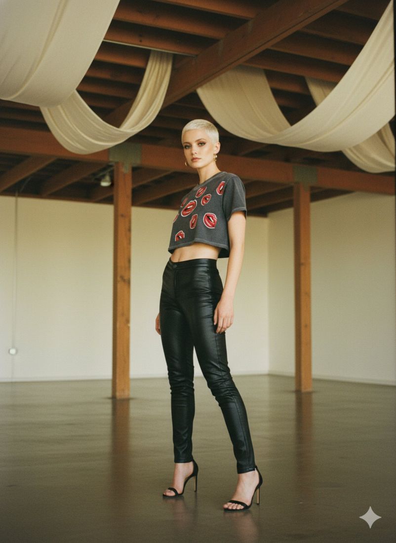 Lip Locked Snow Washed Crop Top — PAC lifestyle shoot