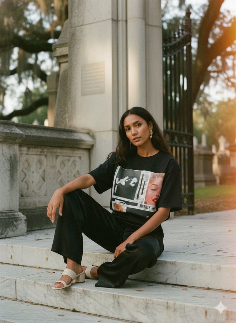 Queen of Hollywood Back w/Lips Front Heavyweight Loose Fit — PAC lifestyle shoot