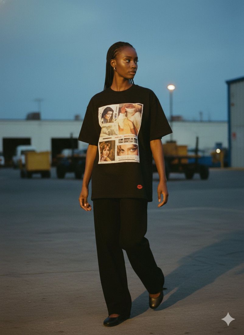 Reserved Desire Back w/Lips Front Heavyweight Loose Fit T-Shirt — PAC lifestyle shoot