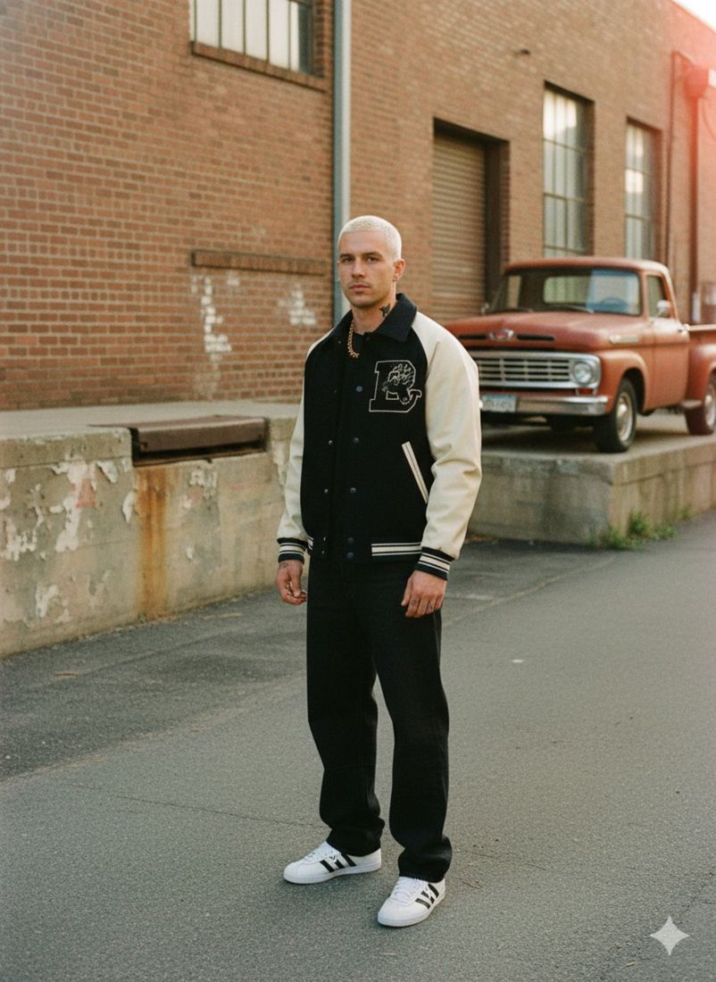 Reserved Desire Sleeve Baseball Jacket — PAC lifestyle shoot